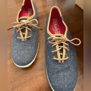 Keds Champion Wool Denim Blue and Leather Sneakers